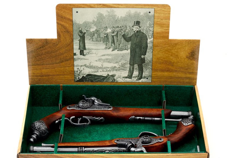 Matching pair of Italian percussion dueling pistol replicas