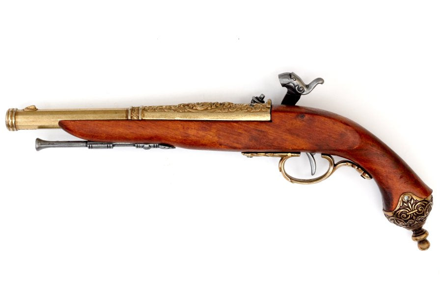 Italian percussion dueling pistol replica with brass frame