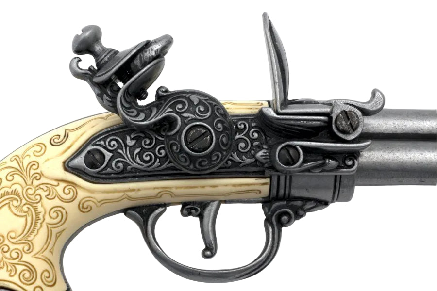  Italian triple barrel flintlock pistol replica for collectors