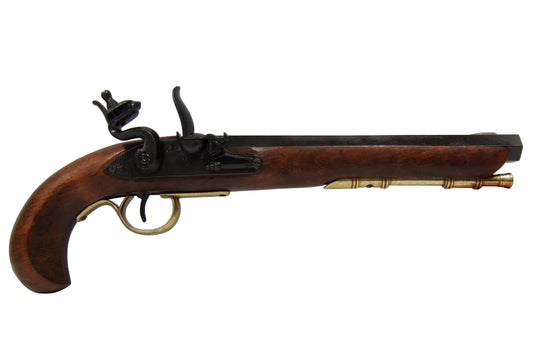 Kentucky flintlock pistol brass replica inspired by historic 18th century American firearms