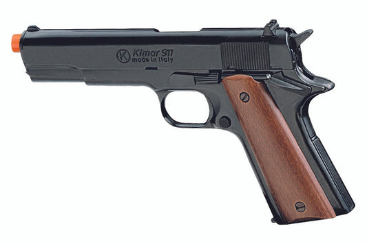 Kimar 911 1911 style blank firing gun with wood grips in black finish