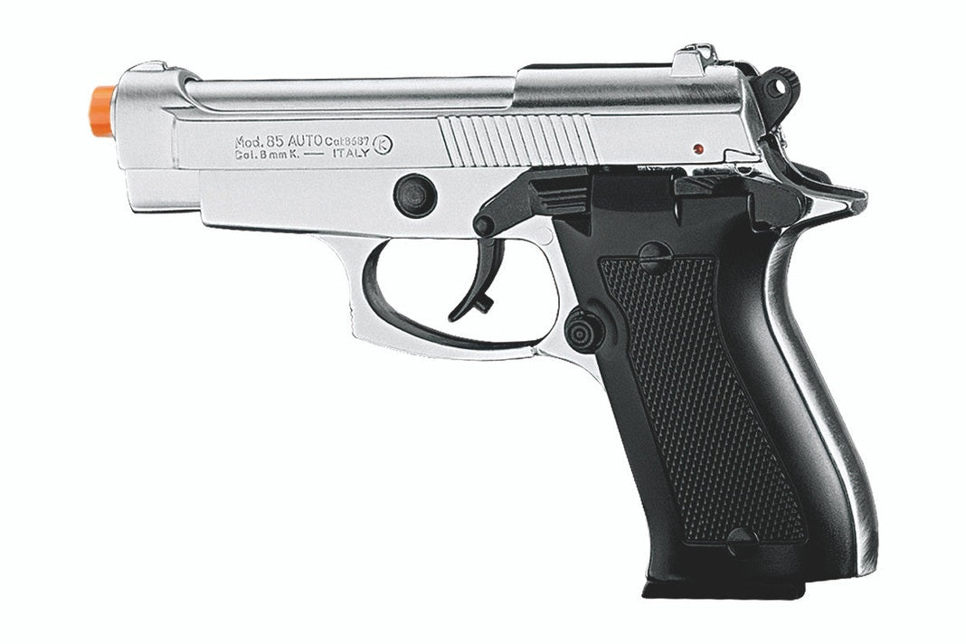 Kimar M92 front firing blank gun in a nickel finish 