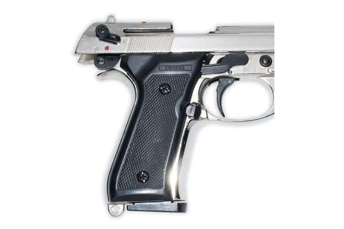 Kimar blank firing gun with its slide back for detail view