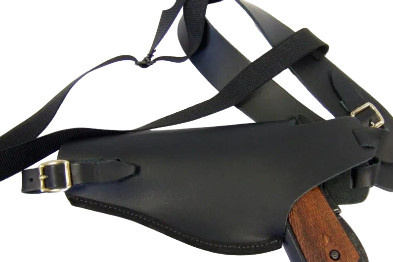 leather shoulder holster with the 1911 inside the holster