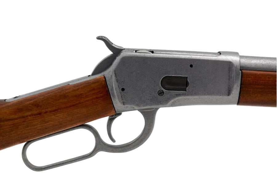 Lever action rifle replica model 1892 with antique finish designed for historical display