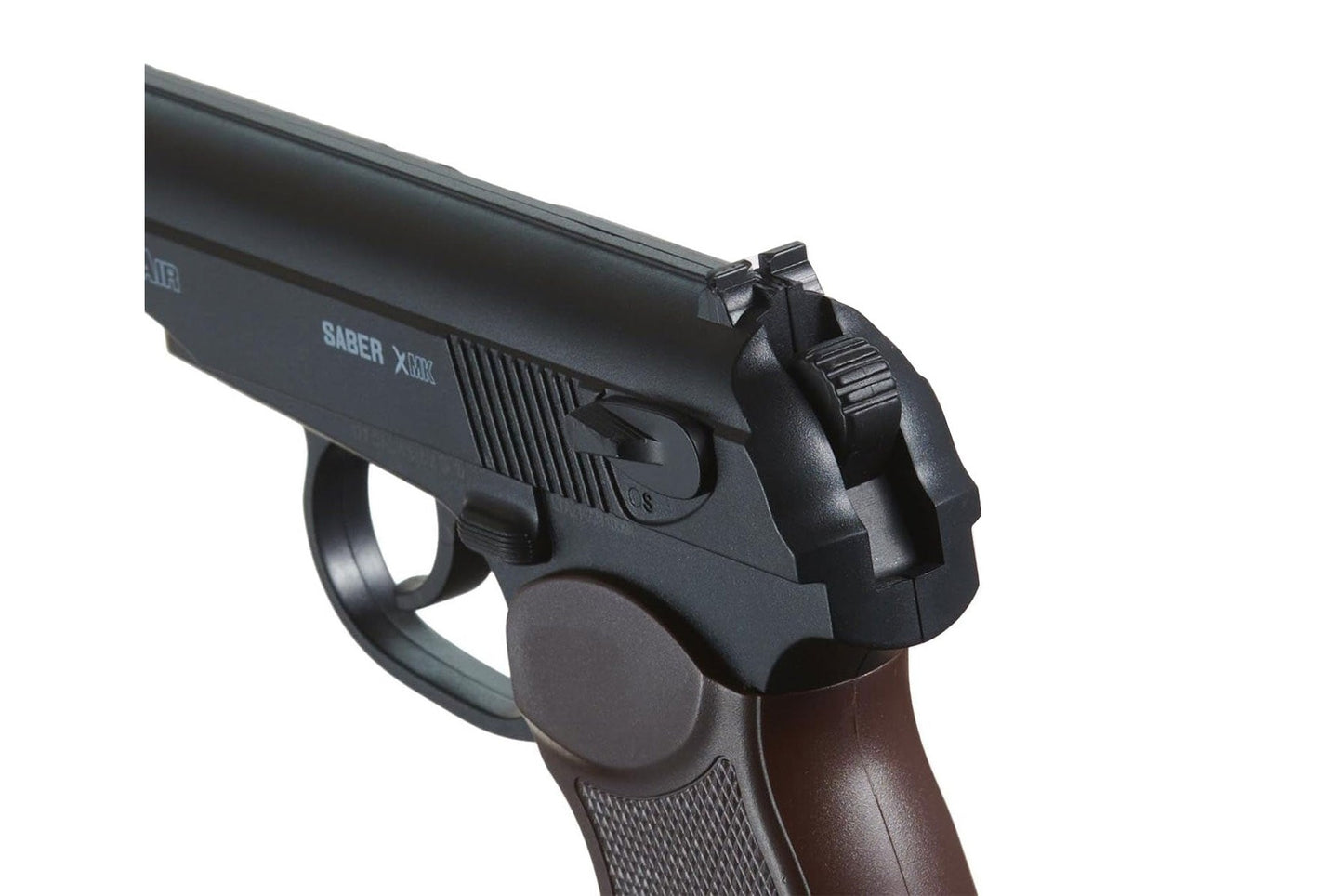 Makarov style .177 BB pistol by Saber XMK with CO2 power and detailed replica design