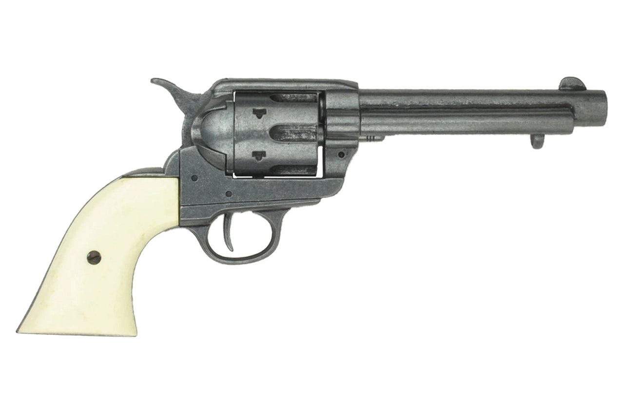 Side view of Old West Frontier grey finish revolver non-firing gun showing classic Western design