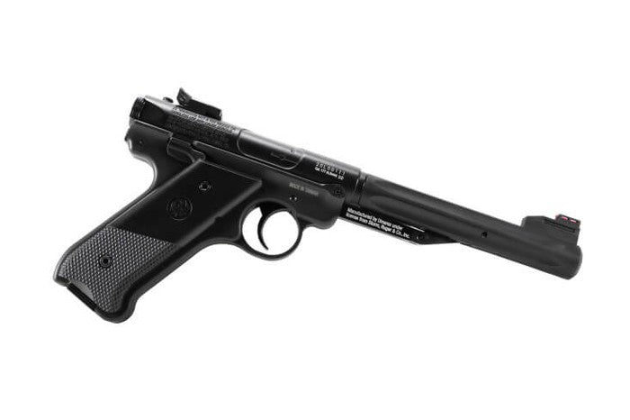 Ruger Mark IV .177 pellet air pistol barrel and front sight detail
