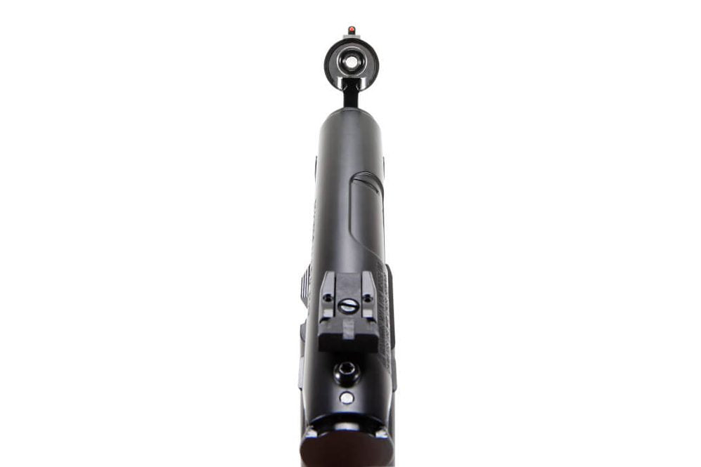 Ruger Mark IV .177 pellet air pistol front view showing muzzle and sight