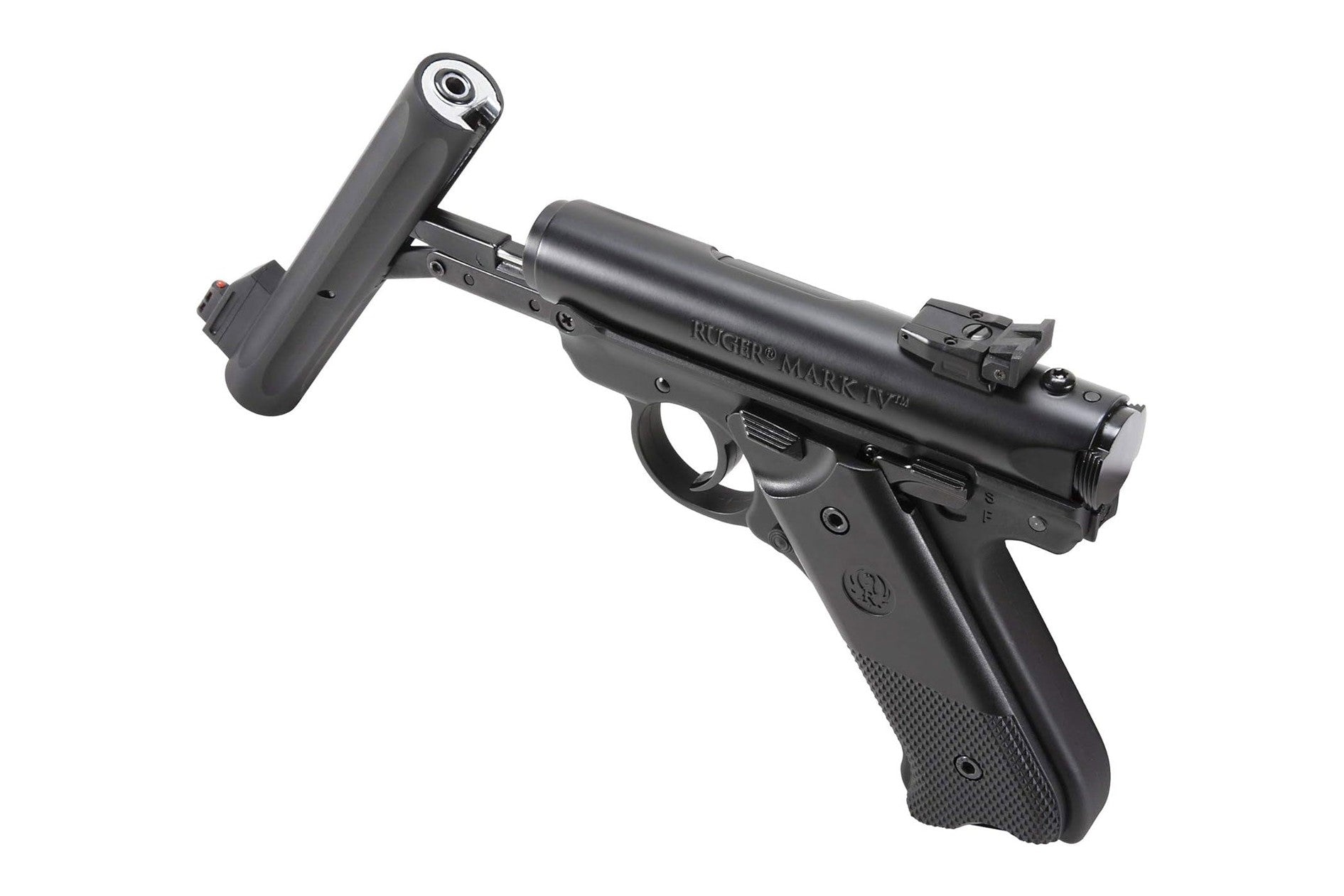 Ruger Mark IV air pistol grip texture detail for enhanced control
