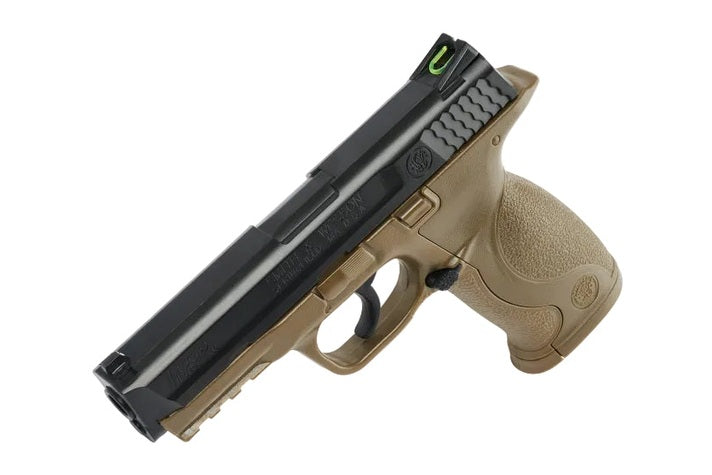 Angled view of Smith and Wesson MP40 BB gun air pistol