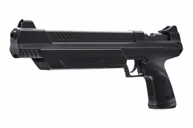 Strike Point pellet air pistol angled right view with trigger and pump arm
