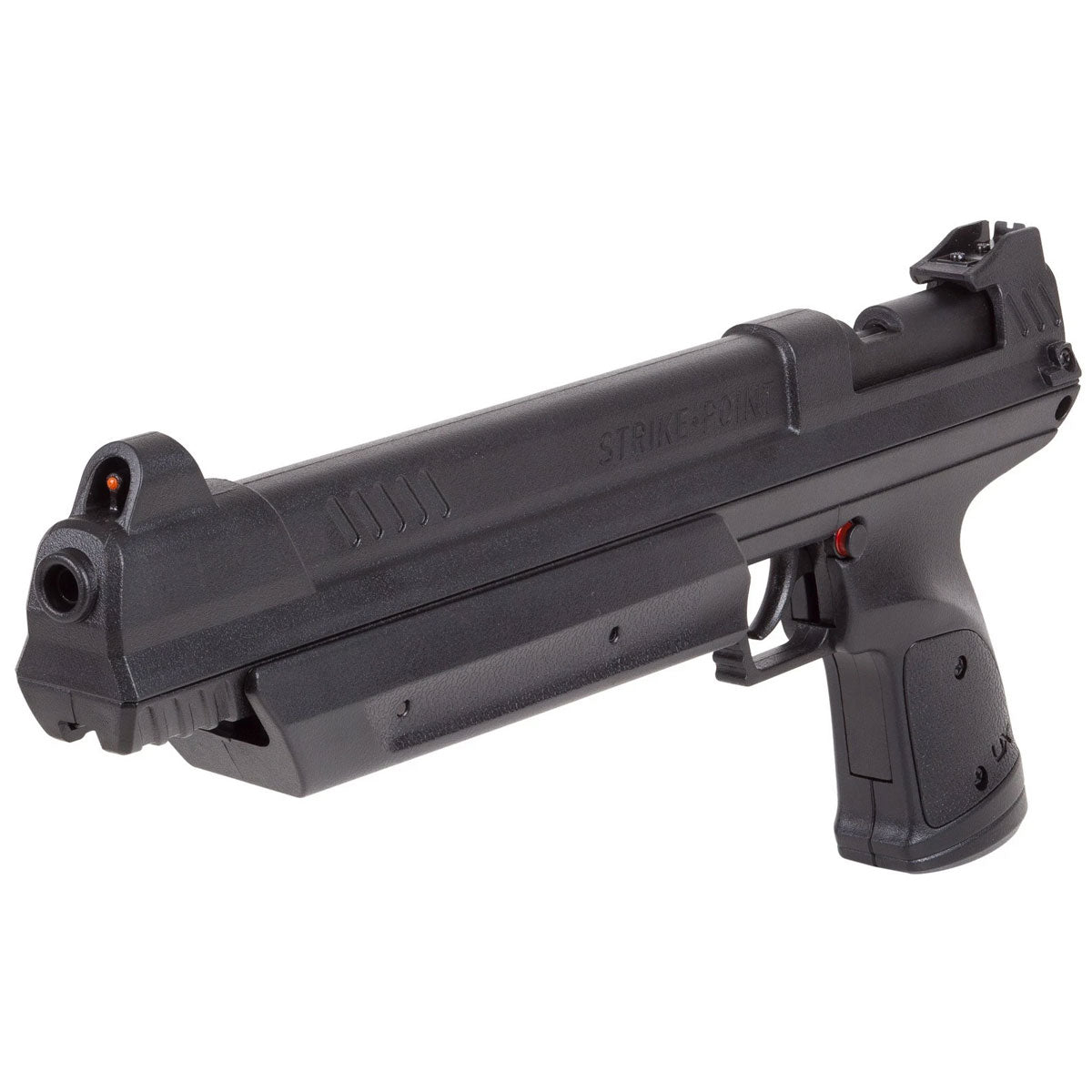 Close up of Strike Point .22 caliber multi pump pellet air pistol