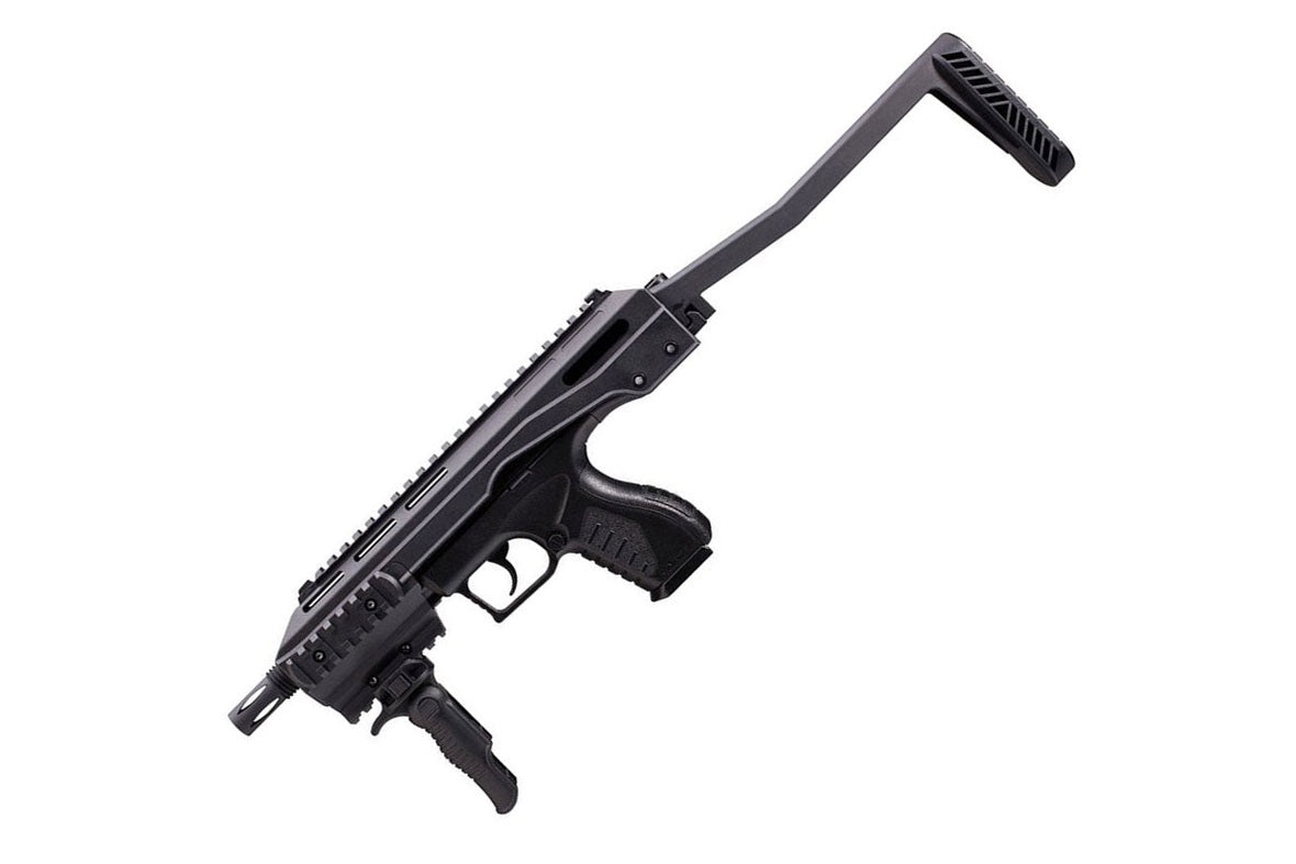 TAC Carbine CO2 .177 BB gun full side view with folding stock and foregrip