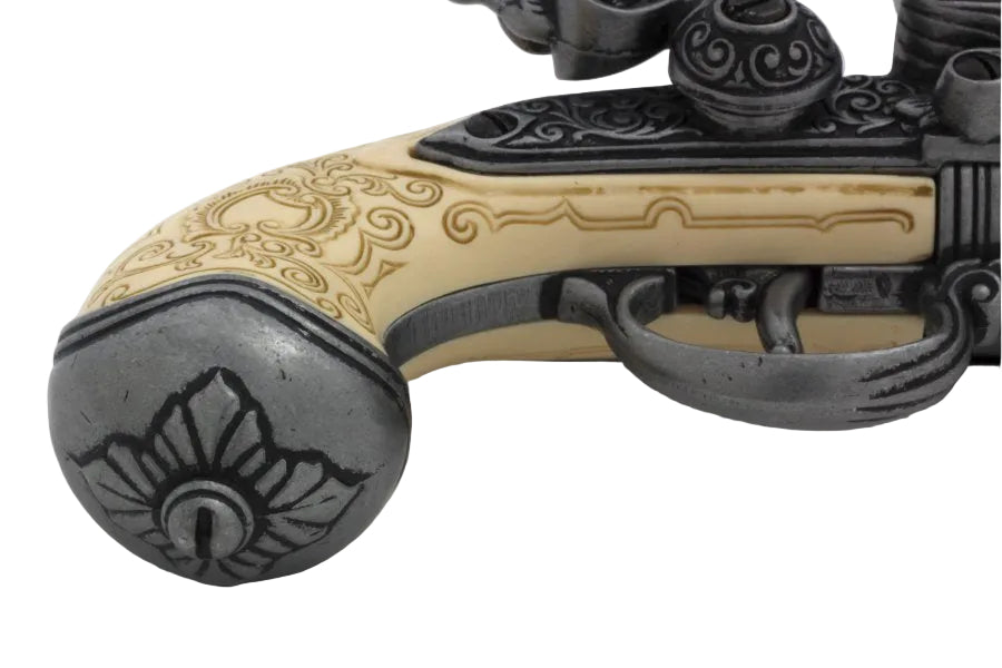 Triple barrel black powder flintlock pistol non firing replica