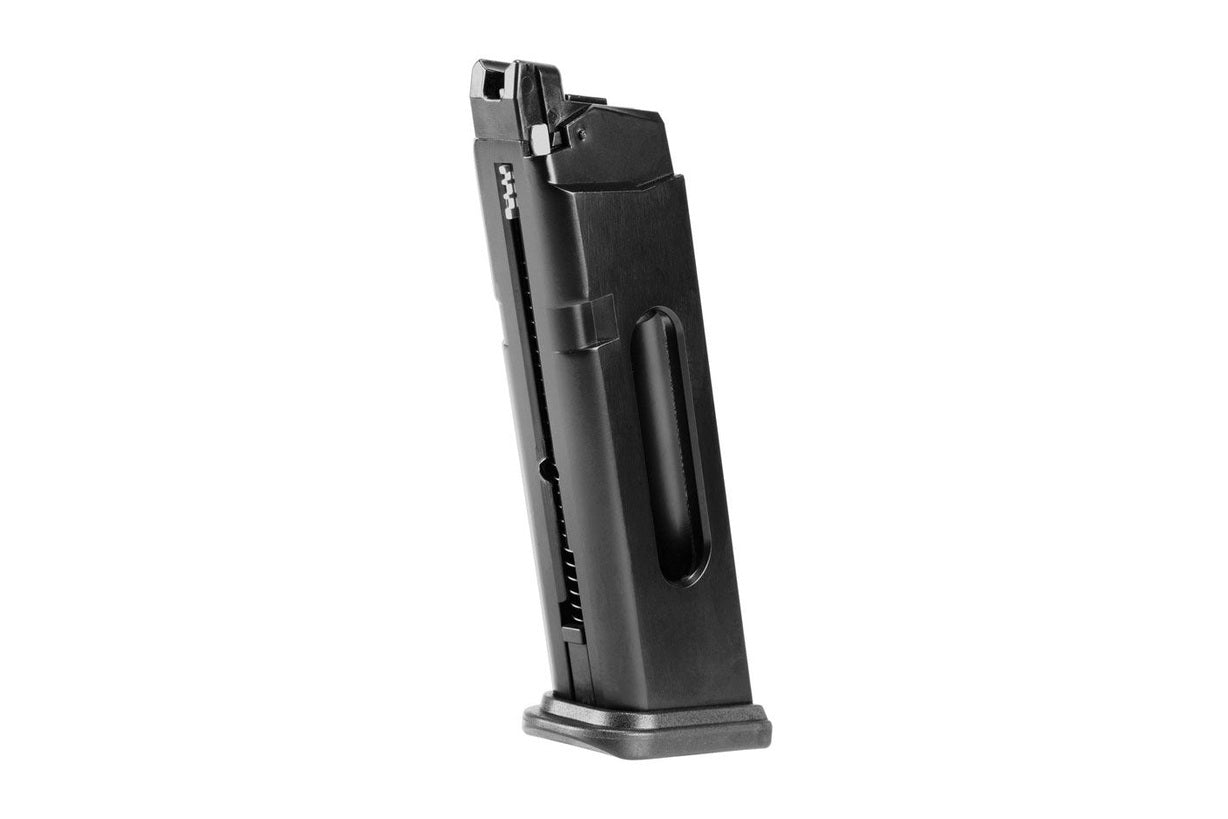 Black gun magazine on a white background